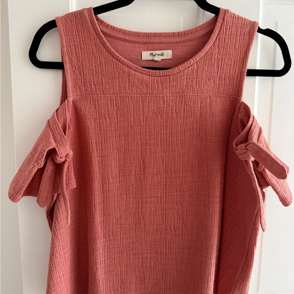 Madewell Coral Tie-Sleeve Cold-Shoulder Tunic
